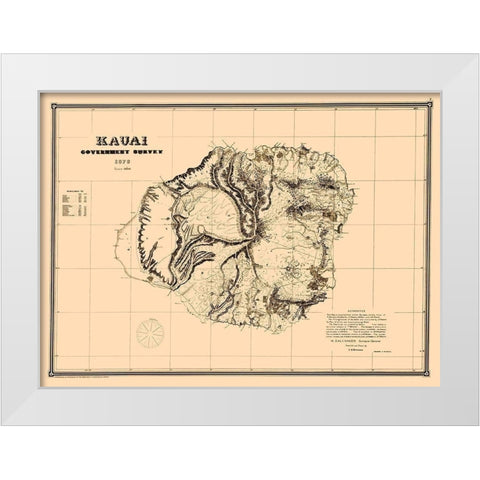 Kauai Hawaii - Kittredge 1878 White Modern Wood Framed Art Print by Kittredge