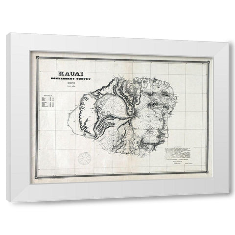 Kauai County Hawaii - Alexander 1878  White Modern Wood Framed Art Print by Alexander