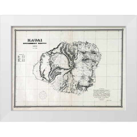 Kauai County Hawaii - Alexander 1878  White Modern Wood Framed Art Print by Alexander