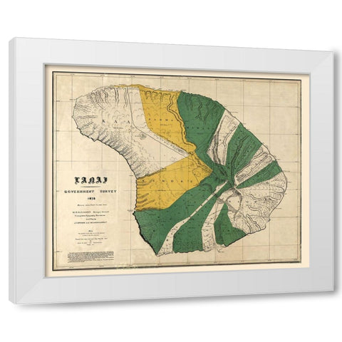 Lanai County Hawaii - Brown 1878  White Modern Wood Framed Art Print by Brown