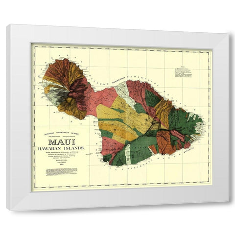 Maui Hawaii - Dodge 1885 White Modern Wood Framed Art Print by Dodge