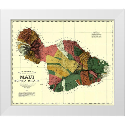 Maui Hawaii - Dodge 1885 White Modern Wood Framed Art Print by Dodge