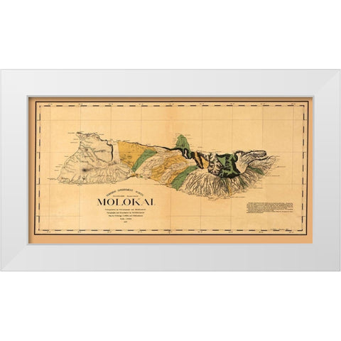 Molokai Hawaii - Willis 1897 White Modern Wood Framed Art Print by Willis
