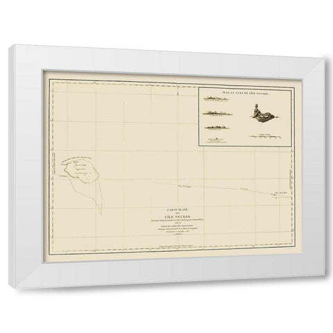 Necker Island Hawaii - Bernizet 1797 White Modern Wood Framed Art Print by Bernizet