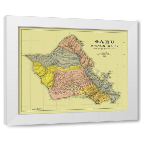 Oahu Hawaii - Beasley 1899 White Modern Wood Framed Art Print by Beasley
