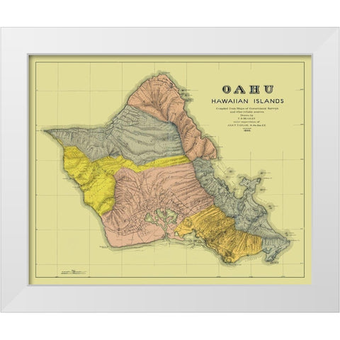 Oahu Hawaii - Beasley 1899 White Modern Wood Framed Art Print by Beasley