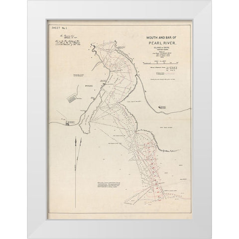 Pearl River Oahu County Hawaii - Sands 1873  White Modern Wood Framed Art Print by Sands