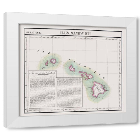 Hawaii - Vandermaelen 1827 White Modern Wood Framed Art Print by Vandermaelen