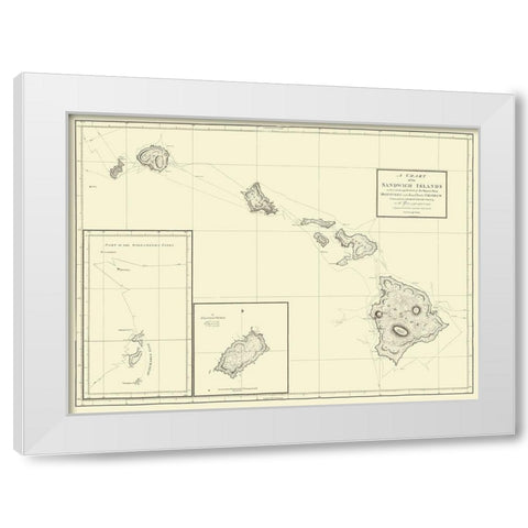 Hawaiian Islands - Baker 1794 White Modern Wood Framed Art Print by Baker