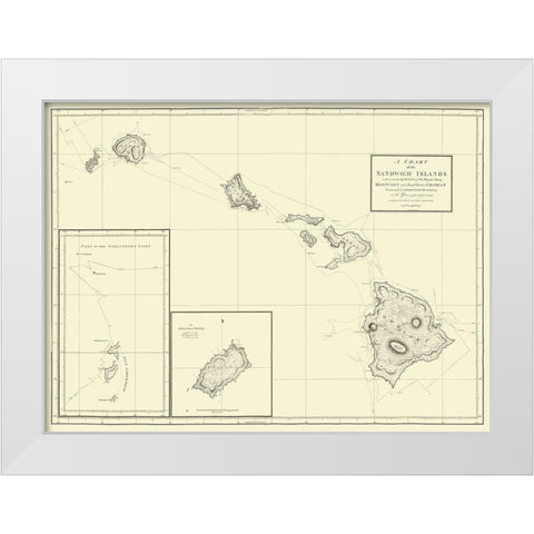 Hawaiian Islands - Baker 1794 White Modern Wood Framed Art Print by Baker