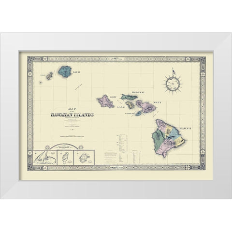 Hawaii - Giles 1876 White Modern Wood Framed Art Print by Giles