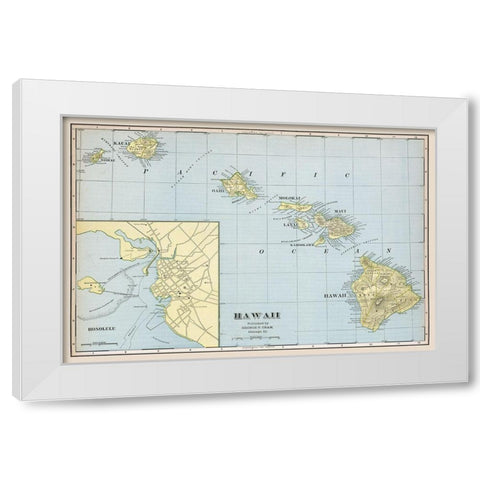 Hawaii - Cram 1888  White Modern Wood Framed Art Print by Cram