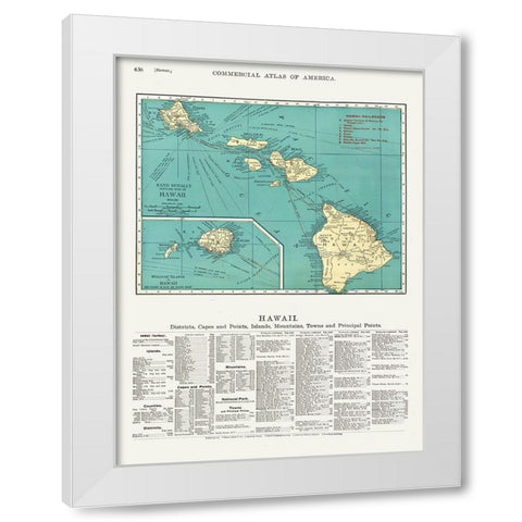 Hawaii - Rand McNally 1902  White Modern Wood Framed Art Print by Rand McNally