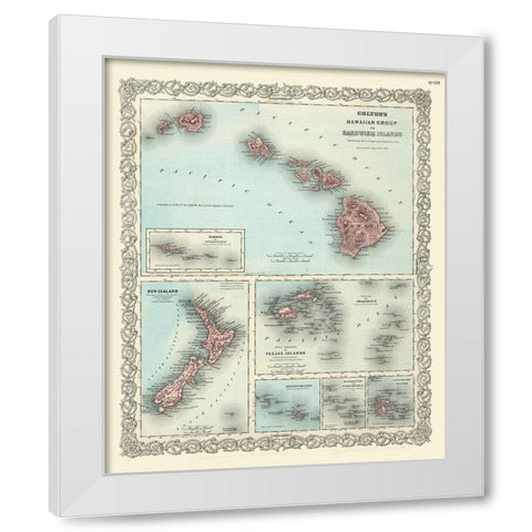 Hawaii - Colton 1855  White Modern Wood Framed Art Print by Colton