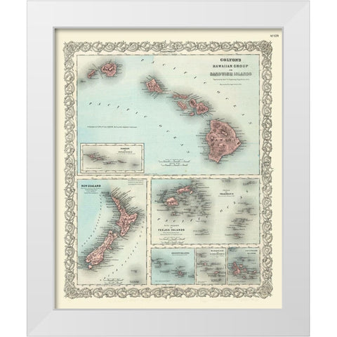 Hawaii - Colton 1855  White Modern Wood Framed Art Print by Colton