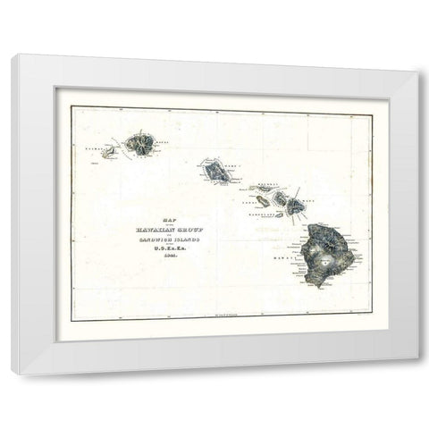 Hawaii - Douglas 1841  White Modern Wood Framed Art Print by Douglas