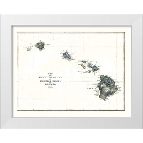 Hawaii - Douglas 1841  White Modern Wood Framed Art Print by Douglas