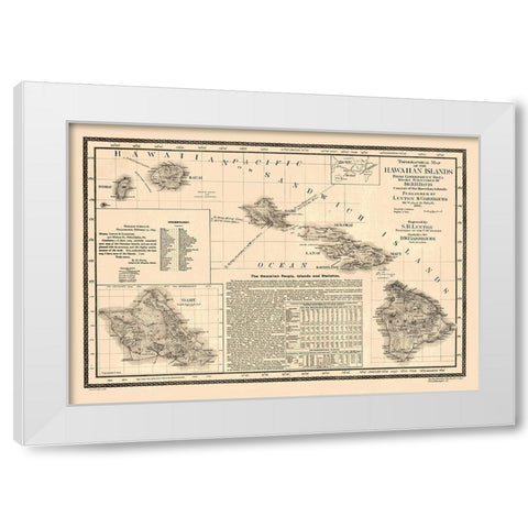 Hawaii - Linton 1893  White Modern Wood Framed Art Print by Linton