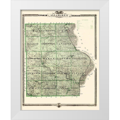 Allamakee Iowa Landowner - Andreas 1874 White Modern Wood Framed Art Print by Andreas
