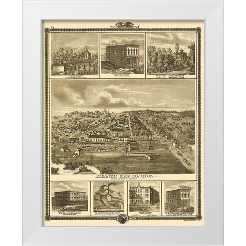 Atlantic Cass Co Iowa - Shober 1875 White Modern Wood Framed Art Print by Andreas