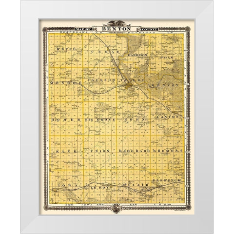 Benton Iowa Landowner - Andreas 1874 White Modern Wood Framed Art Print by Andreas