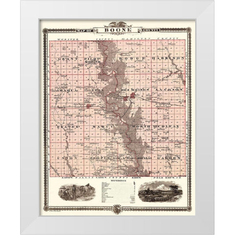 Boone Iowa Landowner - Andreas 1874 White Modern Wood Framed Art Print by Andreas