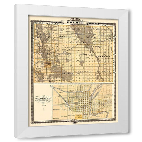 Bremer Iowa Landowner - Andreas 1874 White Modern Wood Framed Art Print by Andreas