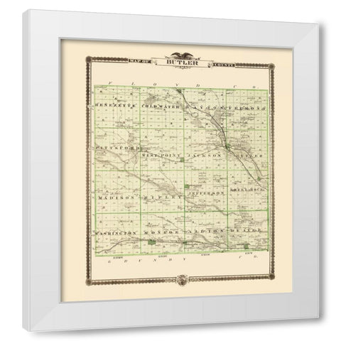 Butler Iowa Landowner - Andreas 1874 White Modern Wood Framed Art Print by Andreas