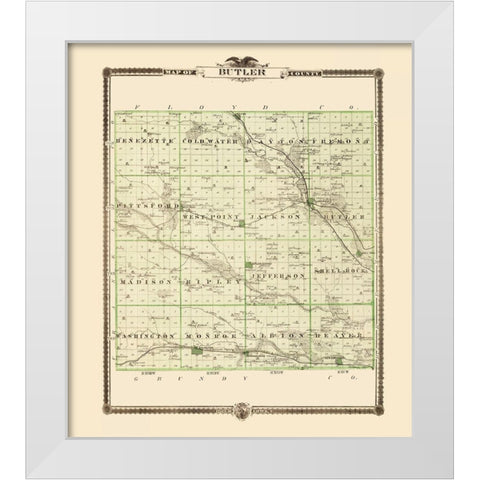 Butler Iowa Landowner - Andreas 1874 White Modern Wood Framed Art Print by Andreas