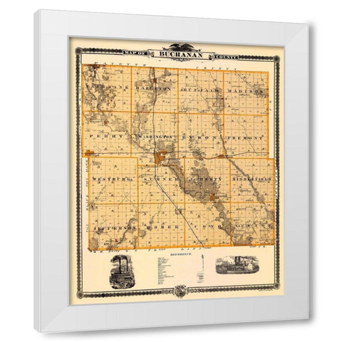 Buchanan Iowa Landowner - Andreas 1874 White Modern Wood Framed Art Print by Andreas