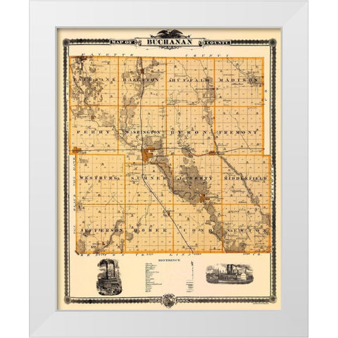 Buchanan Iowa Landowner - Andreas 1874 White Modern Wood Framed Art Print by Andreas
