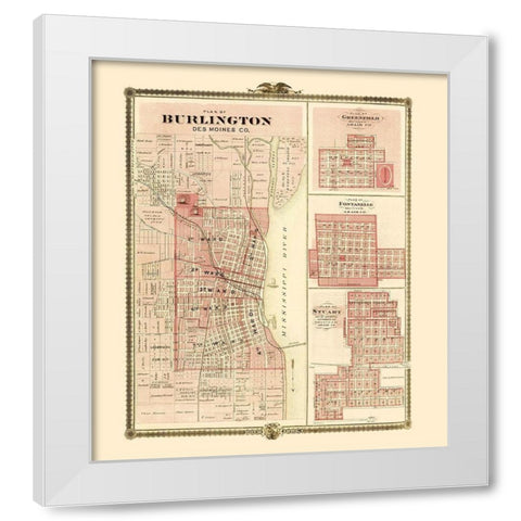 Burlington, Greenfield, Fontanelle, Stuart Iowa White Modern Wood Framed Art Print by Andreas