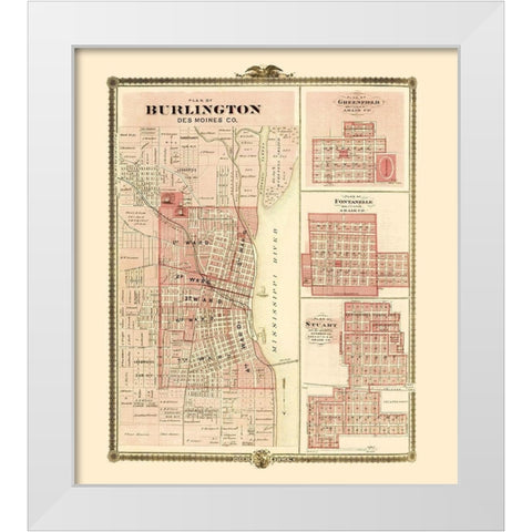 Burlington, Greenfield, Fontanelle, Stuart Iowa White Modern Wood Framed Art Print by Andreas