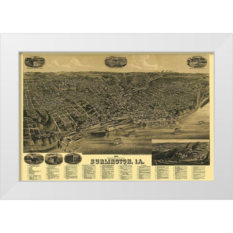 Burlington Iowa - Wellge 1889 White Modern Wood Framed Art Print by Wellge