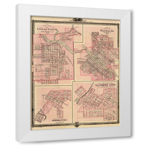 Cedar Falls, Waterloo Iowa - Andreas 1874 White Modern Wood Framed Art Print by Andreas