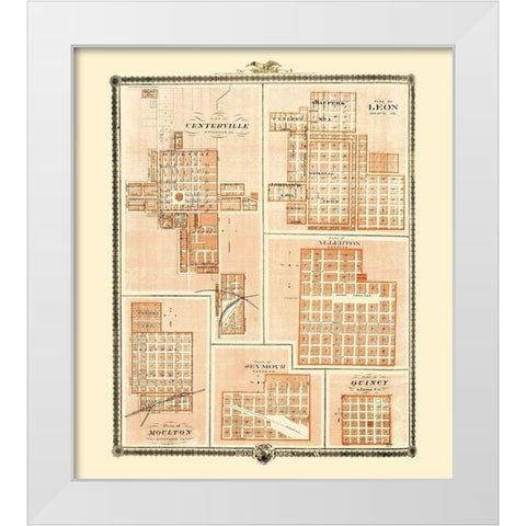 Centerville, Leon, Allerton, Seymour, Quincy Iowa White Modern Wood Framed Art Print by Andreas
