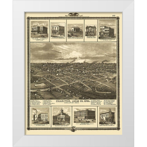 Chariton Iowa - Andreas 1875 White Modern Wood Framed Art Print by Andreas