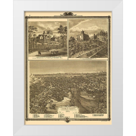 Council Bluffs Iowa - Andreas 1875 White Modern Wood Framed Art Print by Andreas