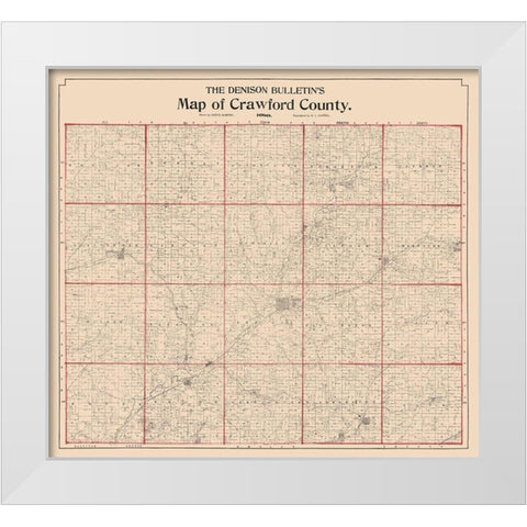 Crawford County Iowa - McHenry 1898  White Modern Wood Framed Art Print by McHenry