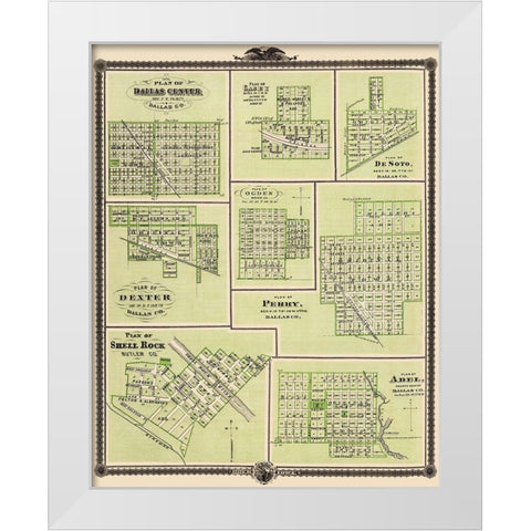 Dallas Iowa Towns  Vicinity - 1876 White Modern Wood Framed Art Print by Unknown