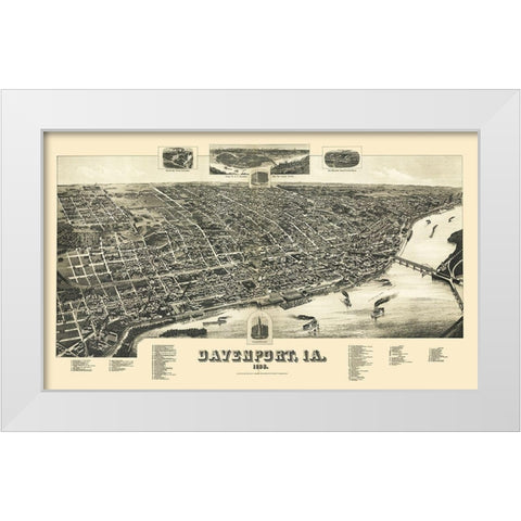 Davenport Iowa - Wellge 1888 White Modern Wood Framed Art Print by Wellge