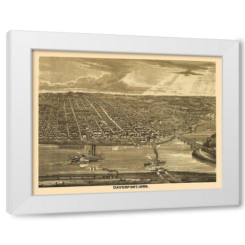 Davenport Iowa - Andreas 1875 White Modern Wood Framed Art Print by Andreas