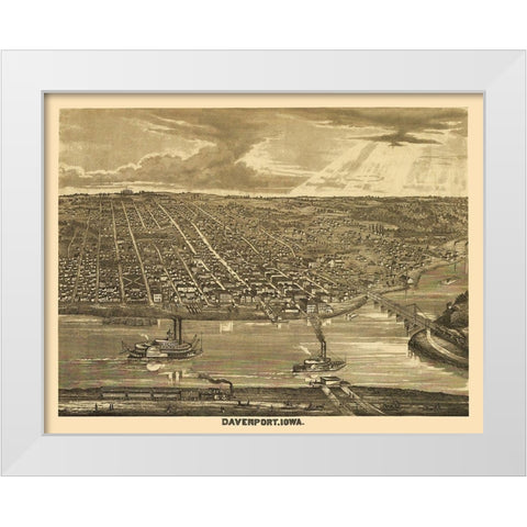 Davenport Iowa - Andreas 1875 White Modern Wood Framed Art Print by Andreas