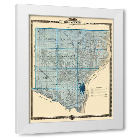 Des Moines Iowa - Shober 1875 White Modern Wood Framed Art Print by Shober