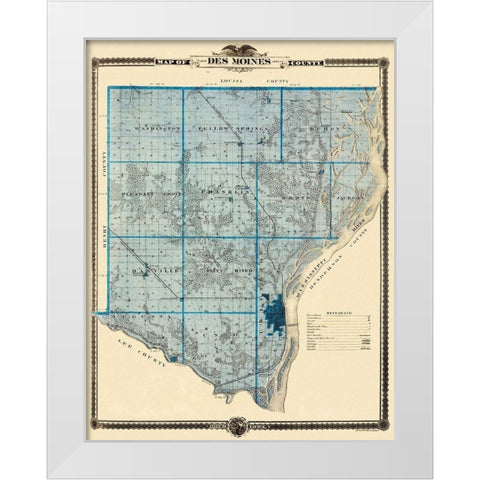 Des Moines Iowa - Shober 1875 White Modern Wood Framed Art Print by Shober