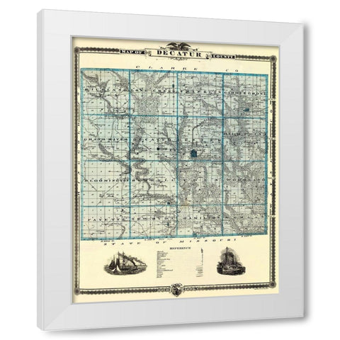 Decatur Iowa Landowner - Andreas 1875 White Modern Wood Framed Art Print by Andreas