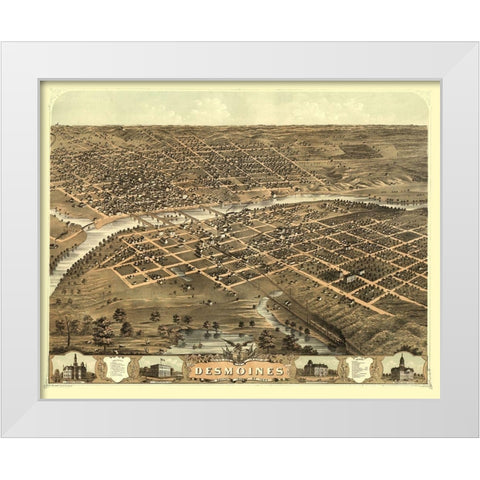 Des Moines Iowa - Ruger 1868 White Modern Wood Framed Art Print by Ruger