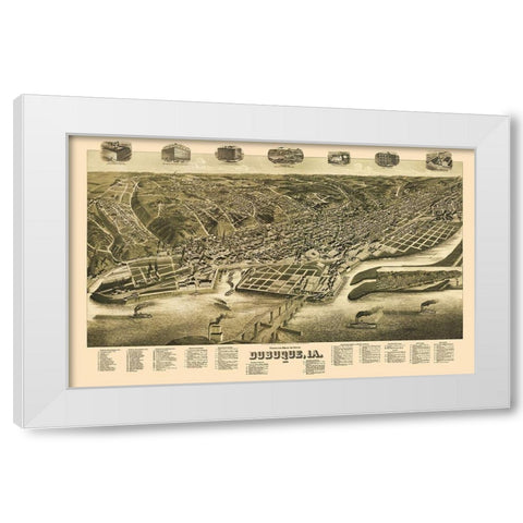 Dubuque Iowa - Wellge 1889 White Modern Wood Framed Art Print by Wellge
