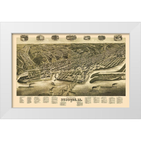 Dubuque Iowa - Wellge 1889 White Modern Wood Framed Art Print by Wellge