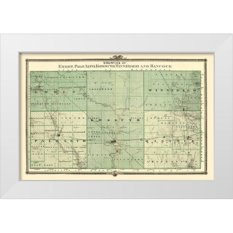 Palo Alto Iowa Landowner - Andreas 1874 White Modern Wood Framed Art Print by Andreas